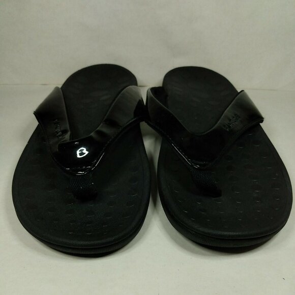 Fanture Orthotic Comfort Arch Support Thong Sandal Women Black Patent 8.5 EU 39 - Picture 2 of 8